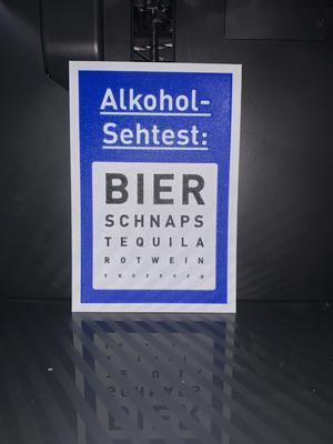 Lustiges Schild: Alkoholsehtest
