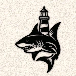 shark lighthouse wall art home decor
