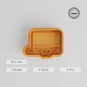 Trailer Shape Cutter & Stamp Set, Cookie & Fondant Mold, Horse Carrier Design, Transport Wagon, 6 Pieces, Sizes S/M/L PRODUCT_3282