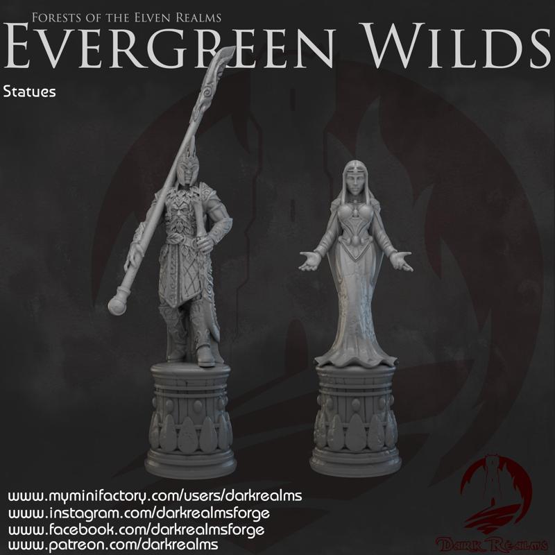 Dark Realms - Evergreen Wilds - Elven Statues