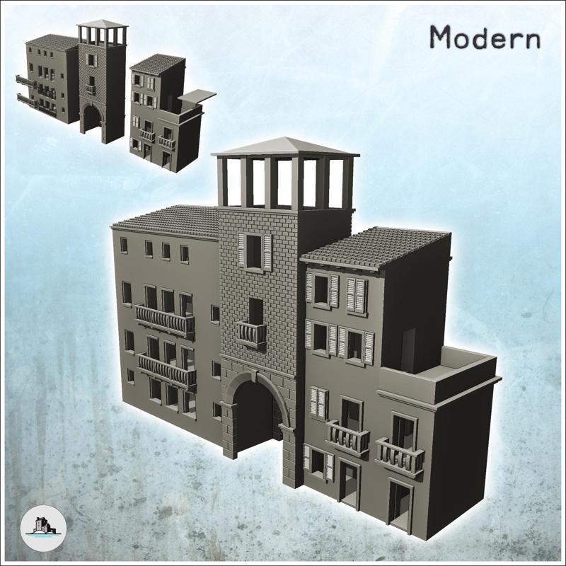 Building facing the Pietra Bridge (Verona, Italy) - Modern WW2 WW1 World War Diaroma Wargaming RPG Mini Hobby
