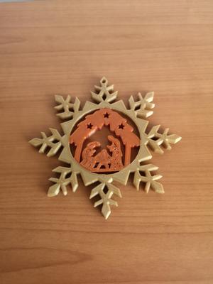 Snowflake with nativity ornament