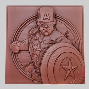 Captain America 3d printer relief medallion obj stl