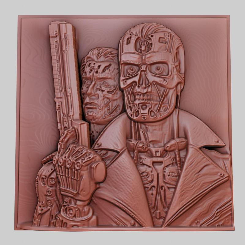 Terminator 3d printer relief medallion obj stl