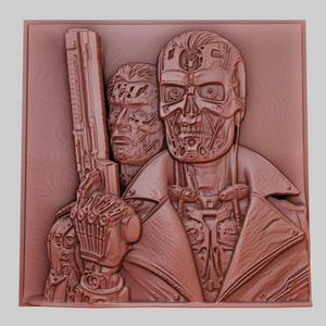 Terminator 3d printer relief medallion obj stl
