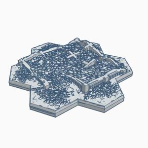 Gothic Destroyed Building 9 with Hex Base