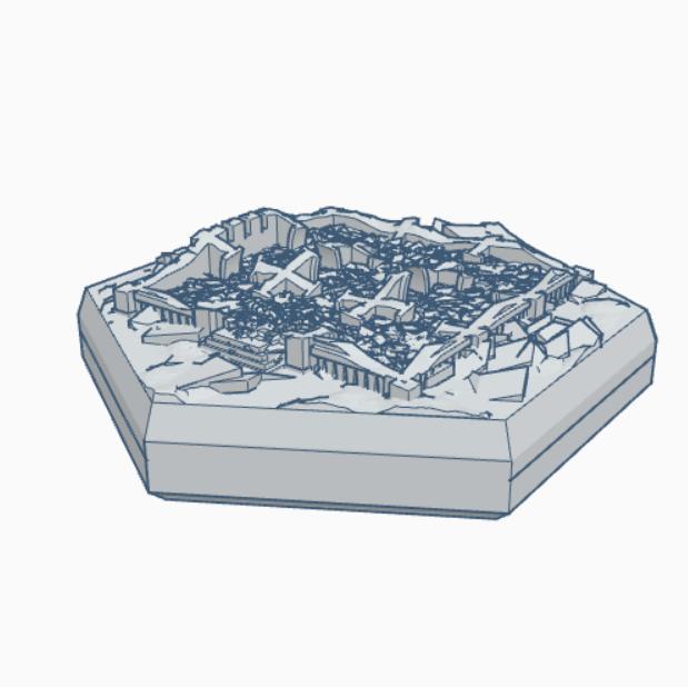 Gothic Destroyed Building 13 Hex Map Scale