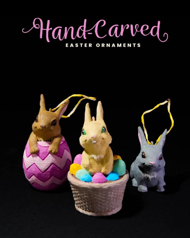 “Hand-carved” Easter Ornaments