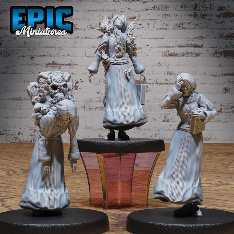 Possessed Nun Set ‧ DnD Miniature ‧ Tabletop Miniatures ‧ Gaming Monster ‧ 3D Model ‧ RPG ‧ DnDminis ‧ STL FILE