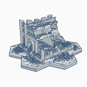 Modern Ruined Bank with Hex Base MRHB020