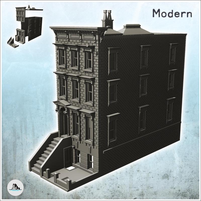 Modern brick building with chimney and staircase to the first floor (15) - Cold Era Modern Warfare Conflict World War 3