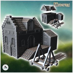 Medieval workshop for the production of siege weapons with wooden catapult (5) - Medieval Gothic Feudal Old Archaic Saga 28mm 15mm RPG