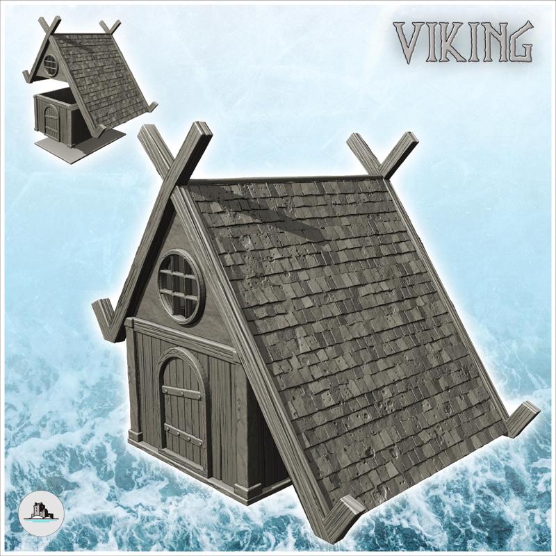 Medieval house with sloping roof and large wooden beams (18) - Medieval Gothic Feudal Old Archaic Saga 28mm 15mm RPG