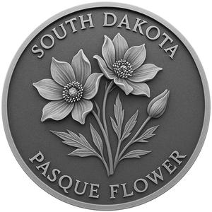 south Dakota state flower Pasque Flower coin token wall art