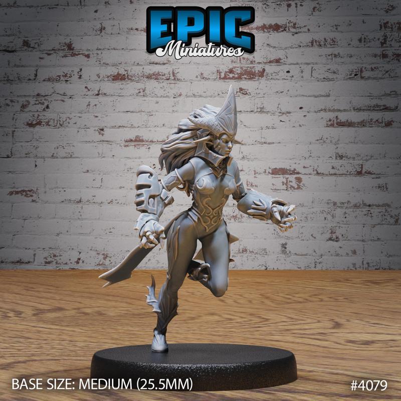 Fire Genasi Female Attacking ‧ DnD Miniature ‧ Tabletop Miniatures ‧ Gaming Monster ‧ 3D Model ‧ RPG ‧ DnDminis ‧ STL FILE