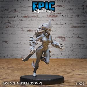 Fire Genasi Female Attacking ‧ DnD Miniature ‧ Tabletop Miniatures ‧ Gaming Monster ‧ 3D Model ‧ RPG ‧ DnDminis ‧ STL FILE