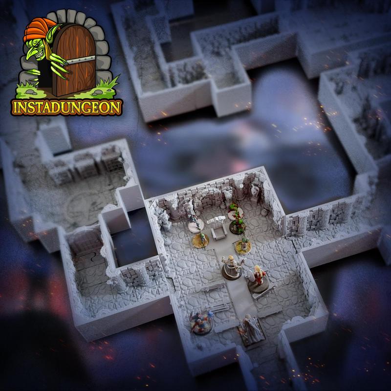 INSTADUNGEON™ Fantasy Dungeon B-Series Expansion Set 1: dungeon tiles compatible with DnD, Pathfinder and more