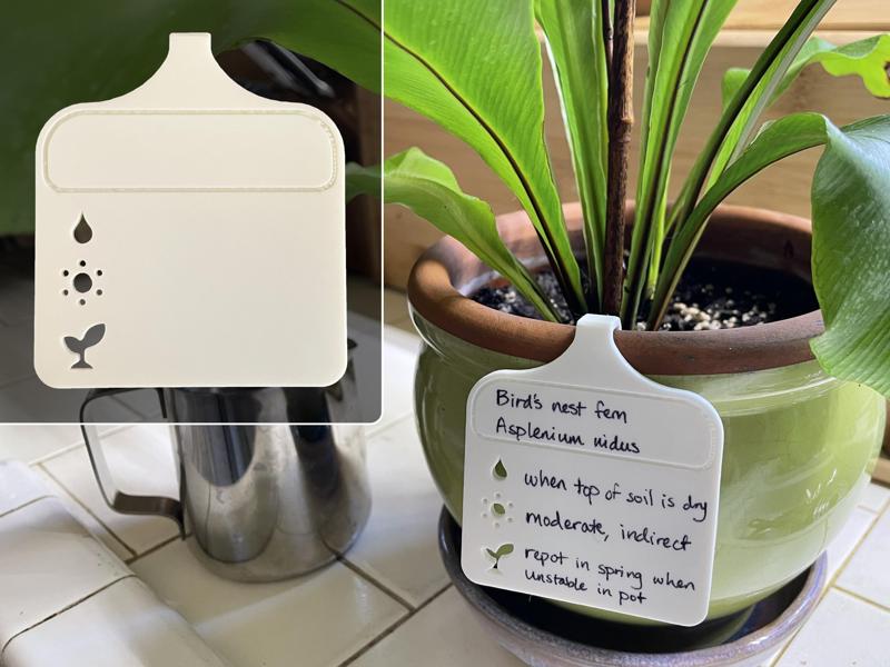 Houseplant write-on care tag