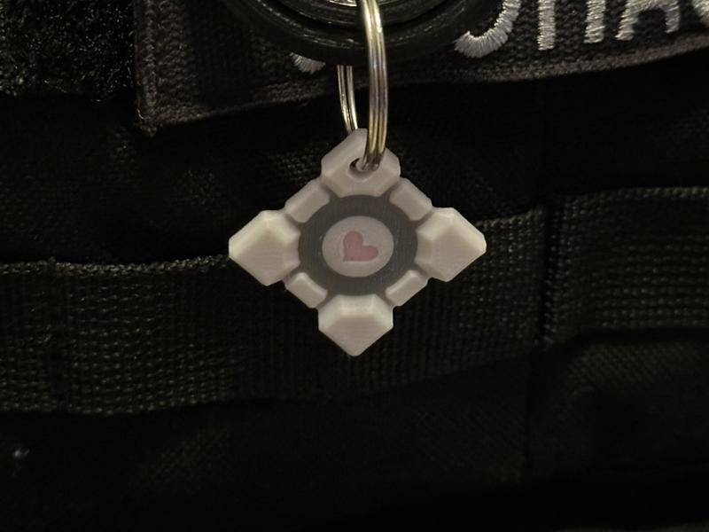 Portal 2 Companion Cube Keychain