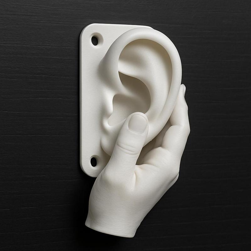 The Walls Have Ears – Listening Hand Wall Sculpture