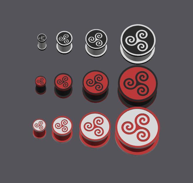 Flesh Tunnel Set Triskele 4-20mm