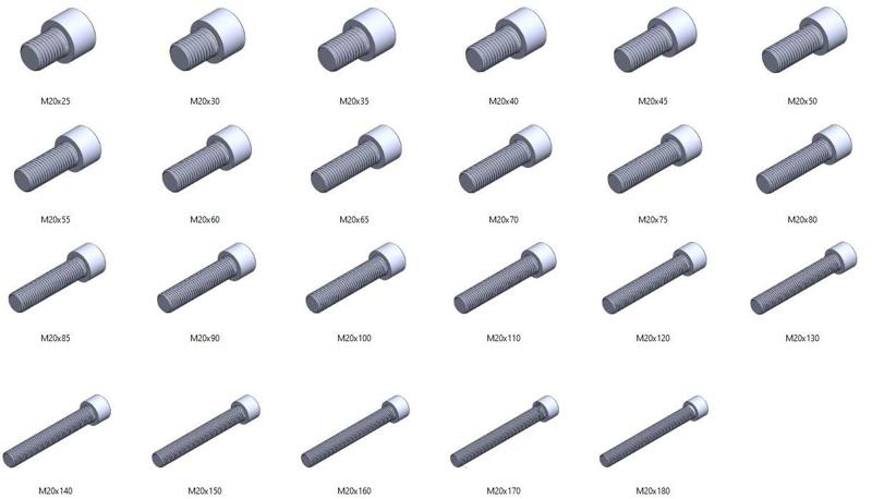 M20 screws DIN 912 VG + M20 nut DIN934 Nut Screw