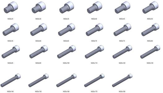 M20 screws DIN 912 VG + M20 nut DIN934 Nut Screw