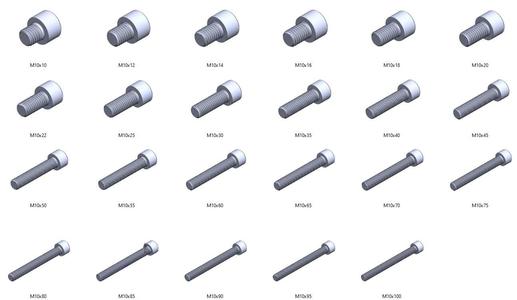 M10 screws DIN 912 VG + M10 nut DIN934 Nut Screw