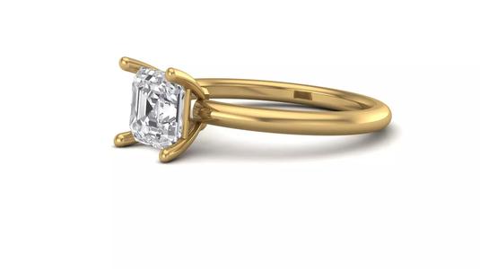 Square Emerald Cut Womens Rings With Stone Ring Ready STL 3DM