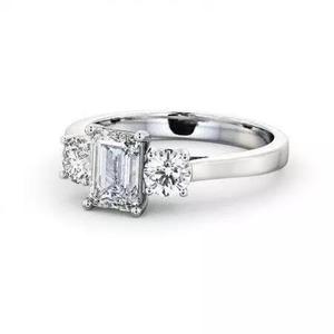 stl file emerald cut diamond engagement ring with three stones