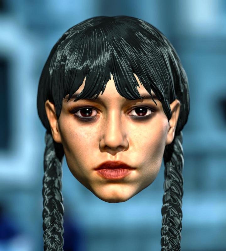 1/6 1/12 Wednesday Season 2 Jenna Ortega Wednesday Addams Head Headsculpt