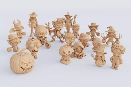 3D Printable Halloween Figurine Set STL Format