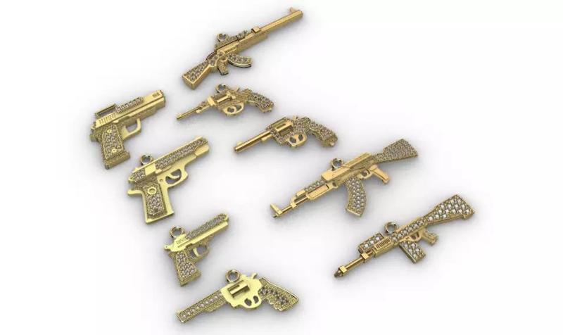 dijes- Colgantes paquete de 8 pistolas mas 1 dije de regalo -v-