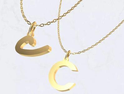 C - Letter Alphabet Pendant Necklace