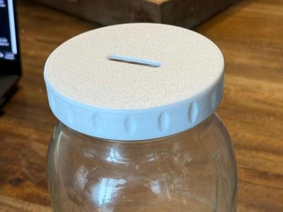 Wide mouth mason jar lid for piggy bank