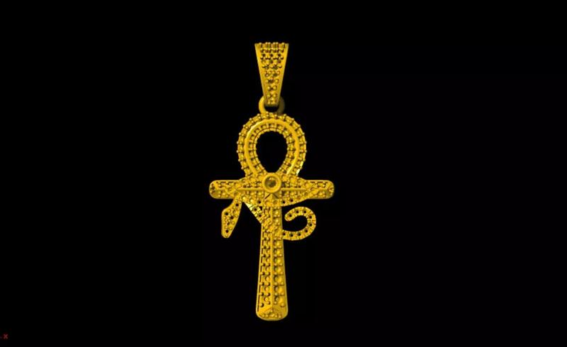 ankh cross with eye of horus pendant 3D print model