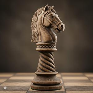 Rustic Wood Chess Knight