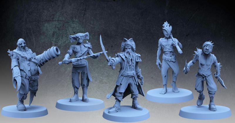 Cursed Pirates Crew miniature (DND,PATHFINDER,TABLETOP)