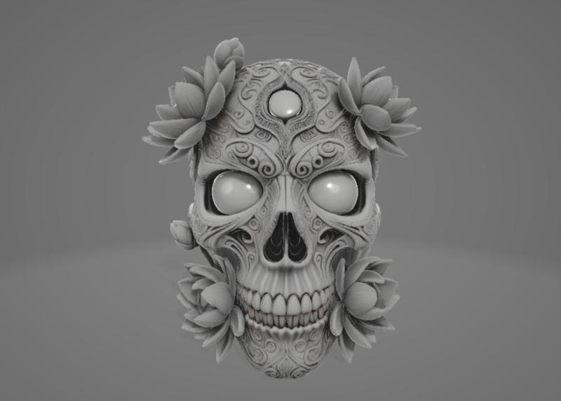 Ornate Lotus Skull