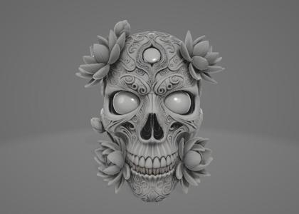 Ornate Lotus Skull
