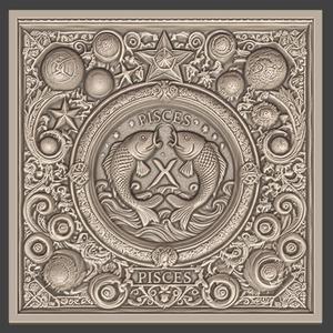 Digital Pisces Zodiac Bas-Relief File, Bas-Relief, 3d Print, CNC Stl Model