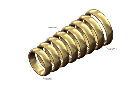5mm wide comfort fit rounded wedding band 3D print model