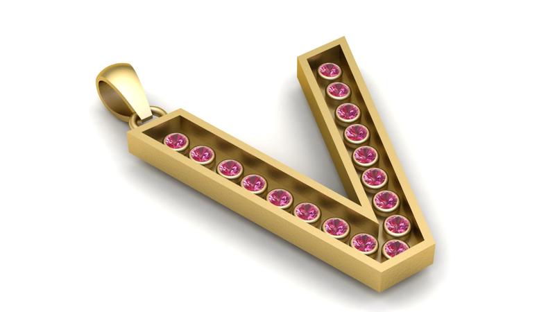 V  ALPHABET  PENDANT  3d printable mode