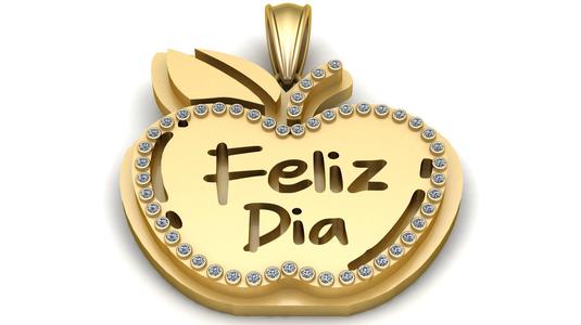 Apple “Feliz Día” Pendant – 3D Printable Jewelry Model