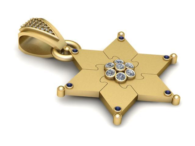 Golden Star Puzzle Pendant 3D Printable Model