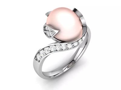 Women Pearl Ring 3dm render details