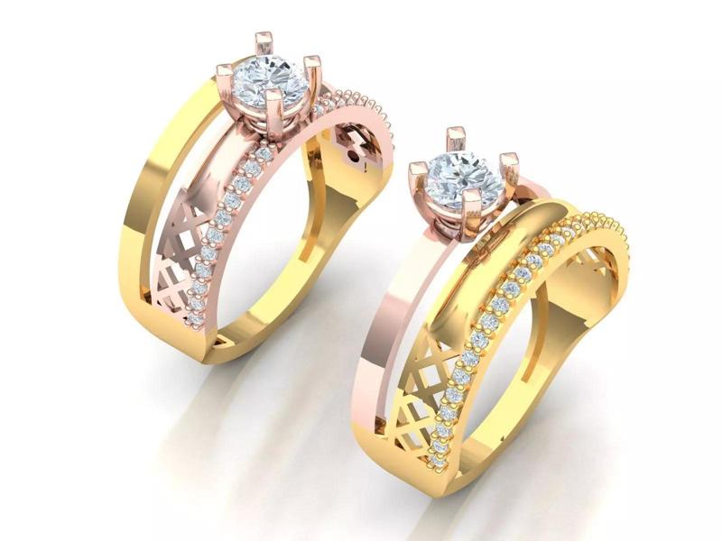 Womens Two piece solitaire ring