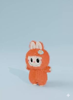fluffy Orange labubu Character  Cute Creature 3D Model