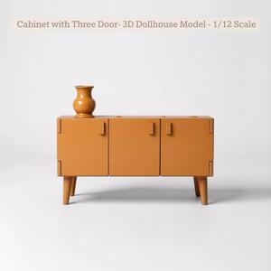 Cabinet with Three Door STL File - Miniature Furniture