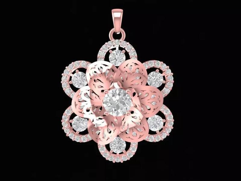 Luxury Floral Round Diamond Pendant Jewelry 3103